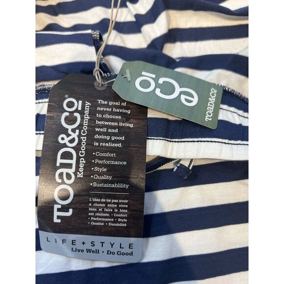 Toad&Co Tica Skirt Deep Navy Stripe Size Medium Nautical French Cotton Modal NWT - Picture 7 of 9